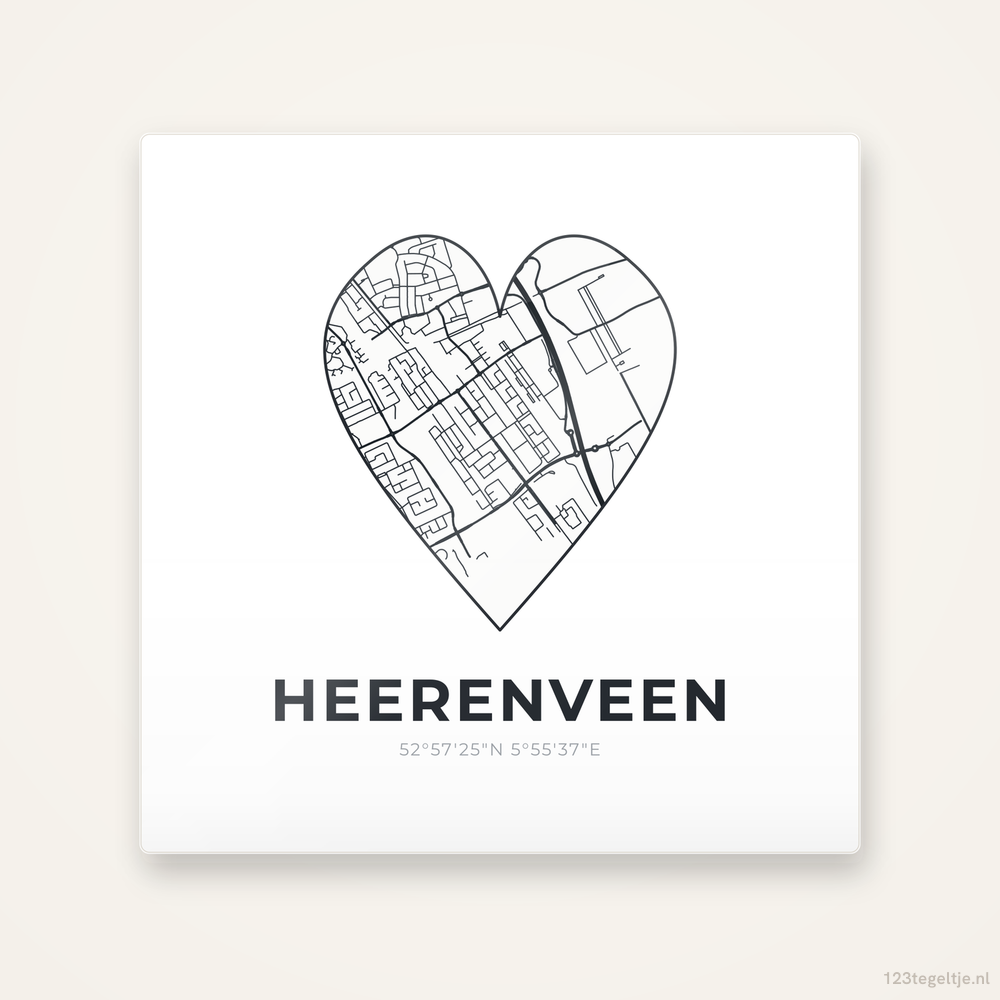 Tegeltje Heerenveen stadskaart hart