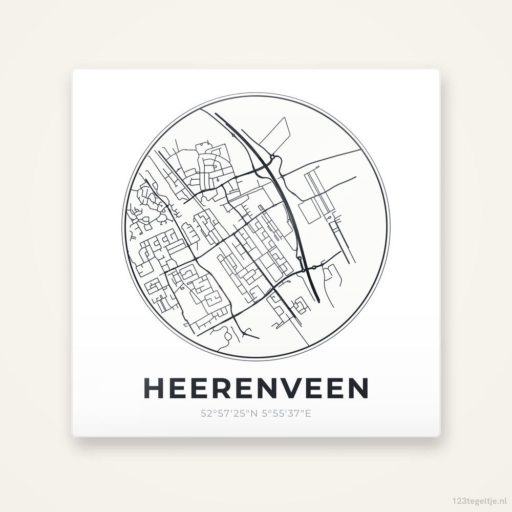 Tegeltje Heerenveen stadskaart rond