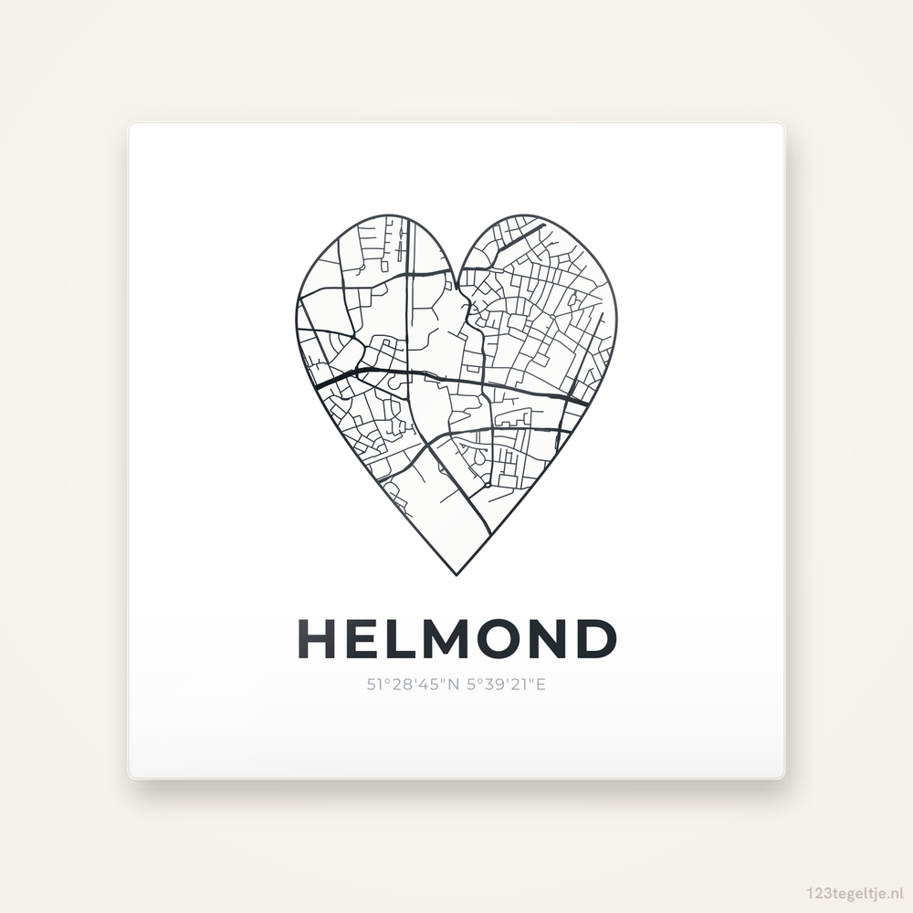 Tegeltje Helmond stadskaart hart