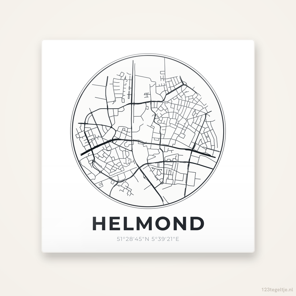 Tegeltje Helmond stadskaart rond