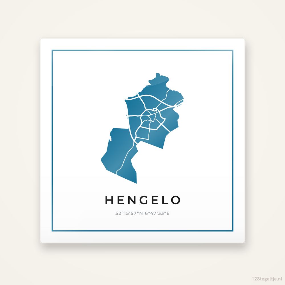 Tegeltje Hengelo silhouet met kader