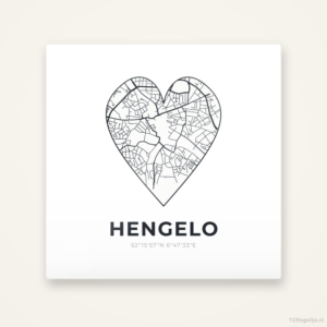 Tegeltje Hengelo stadskaart hart