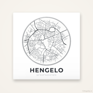 Tegeltje Hengelo stadskaart rond