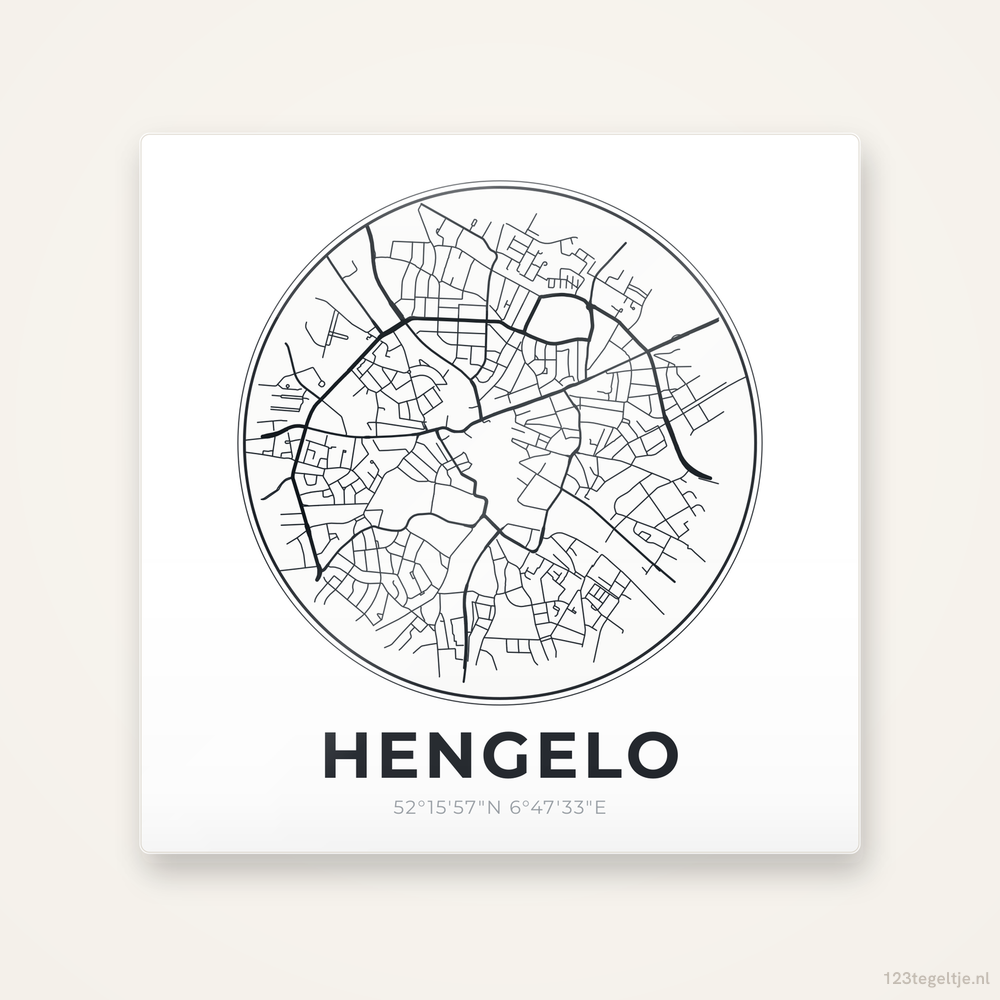 Tegeltje Hengelo stadskaart rond