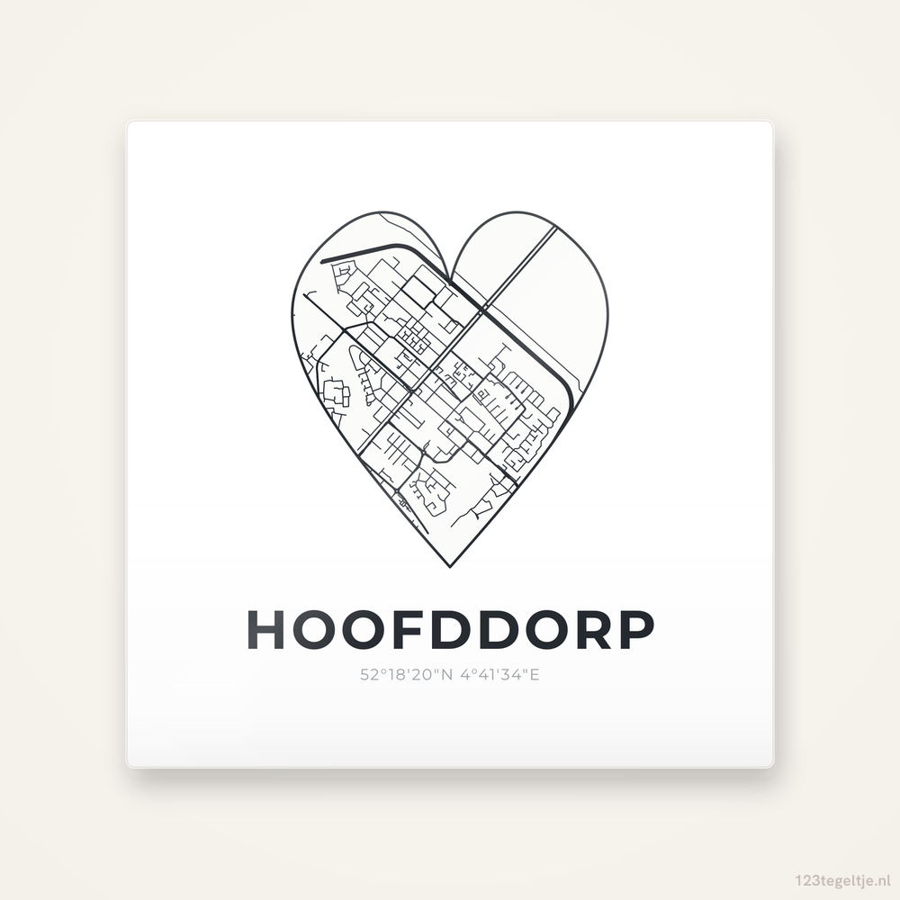 Tegeltje Hoofddorp stadskaart hart