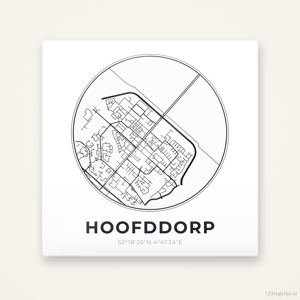 Tegeltje Hoofddorp stadskaart rond