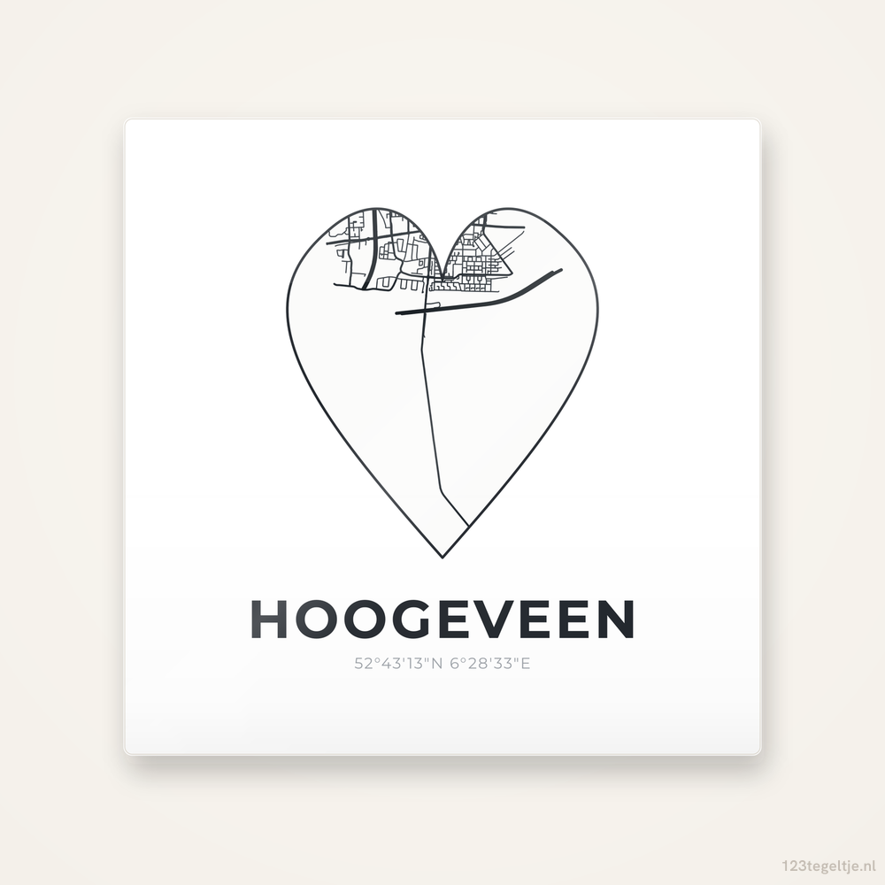 Tegeltje Hoogeveen stadskaart hart