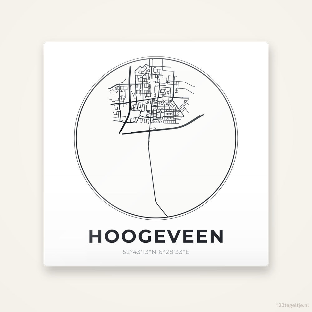 Tegeltje Hoogeveen stadskaart rond