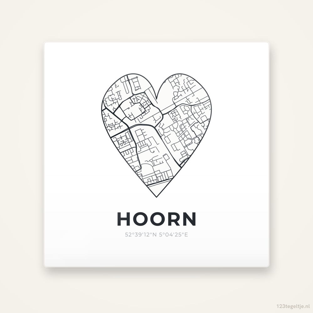 Tegeltje Hoorn stadskaart hart