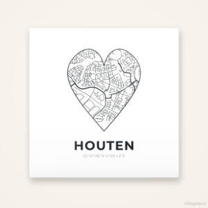 Tegeltje Houten stadskaart hart