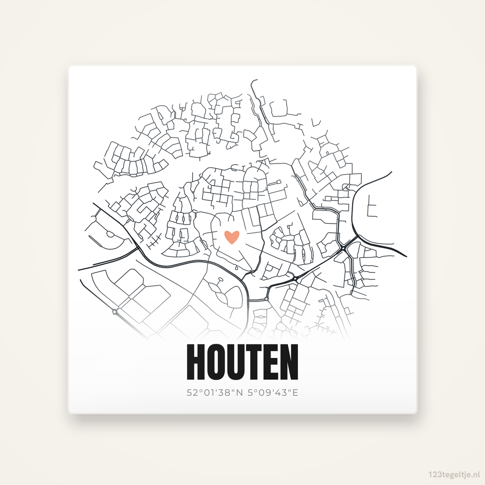 Tegeltje Houten stadskaart