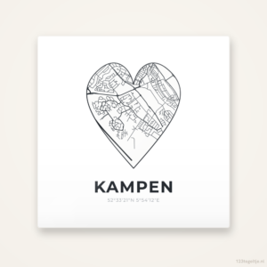 Tegeltje Kampen stadskaart hart