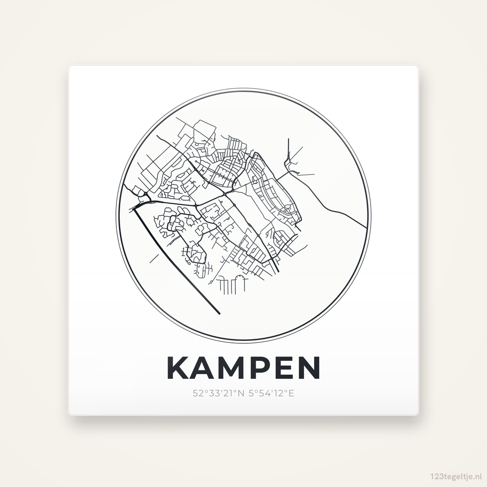 Tegeltje Kampen stadskaart rond