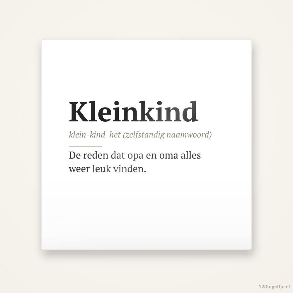 Kleinkind woordenboek, keramisch tegeltje 15 bij 15 cm