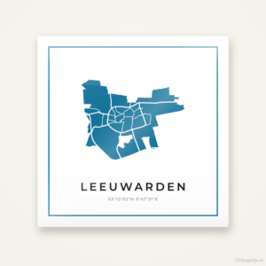Tegeltje Leeuwarden silhouet met kader