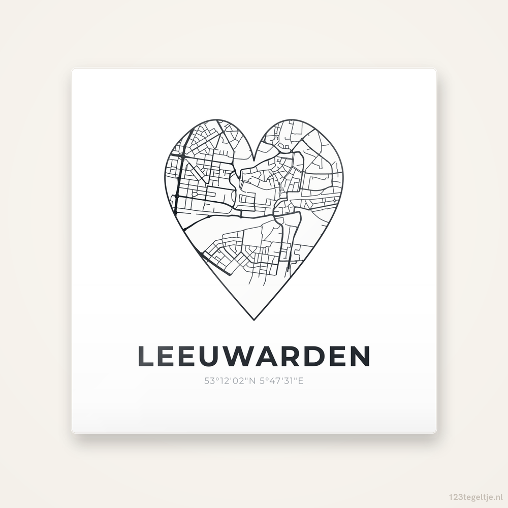 Tegeltje Leeuwarden stadskaart hart