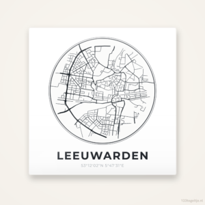 Tegeltje Leeuwarden stadskaart rond