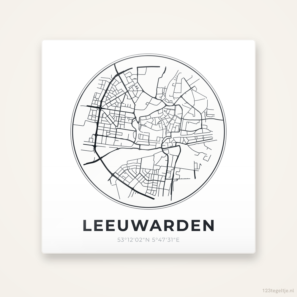 Tegeltje Leeuwarden stadskaart rond