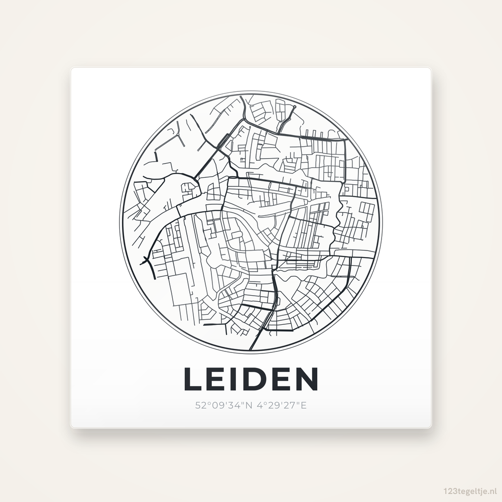 Tegeltje Leiden stadskaart rond
