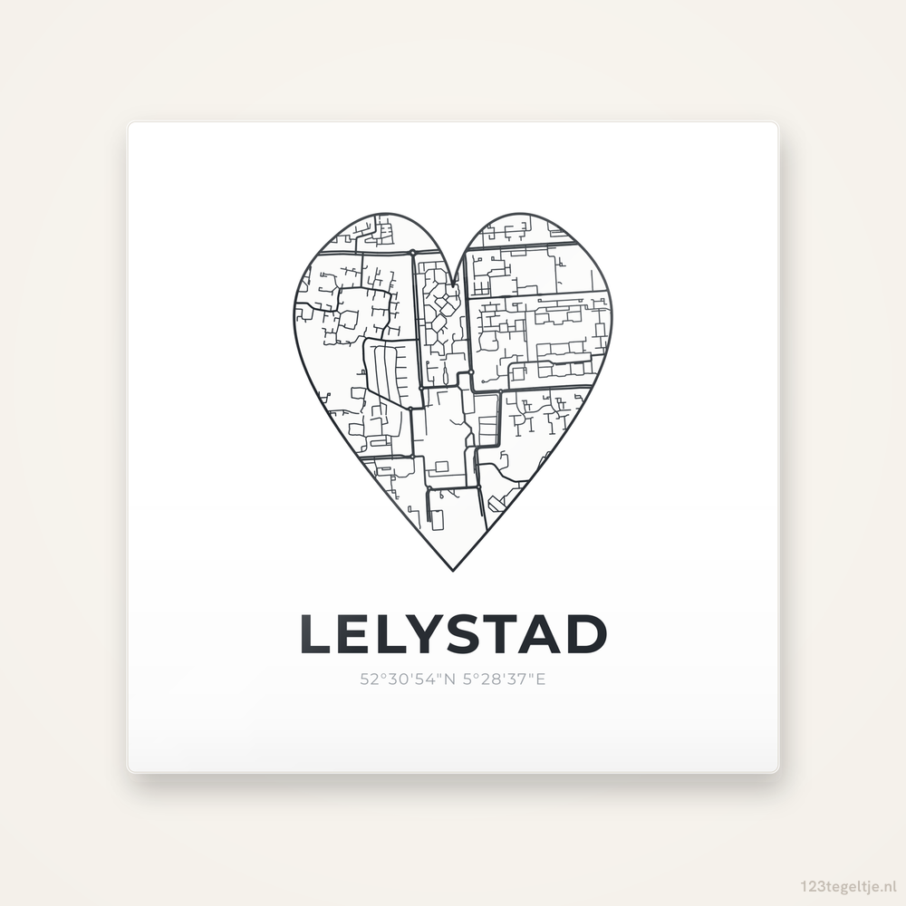 Tegeltje Lelystad stadskaart hart