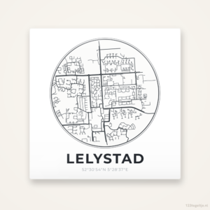 Tegeltje Lelystad stadskaart rond