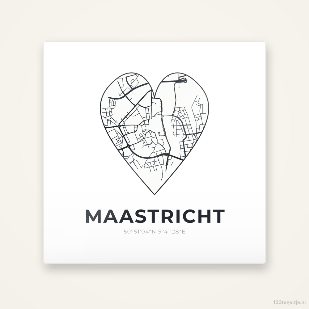 Tegeltje Maastricht stadskaart hart