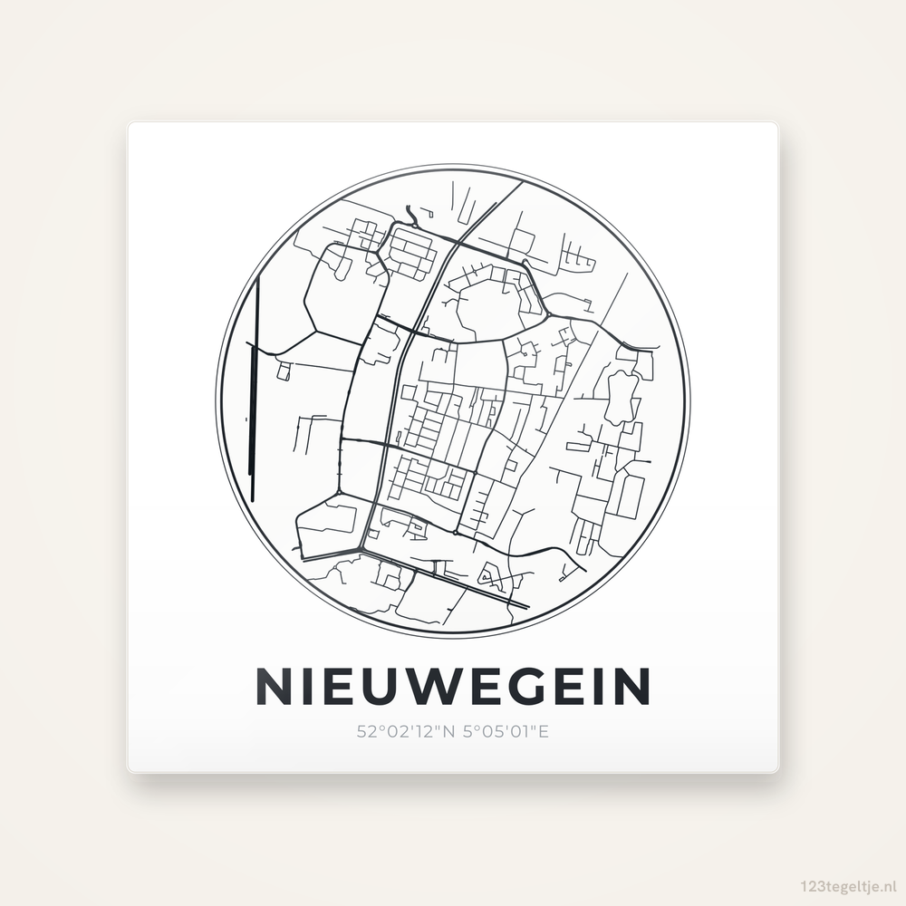 Tegeltje Nieuwegein stadskaart rond
