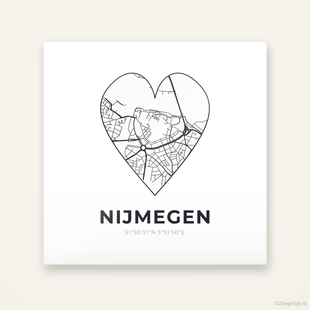 Tegeltje Nijmegen stadskaart hart