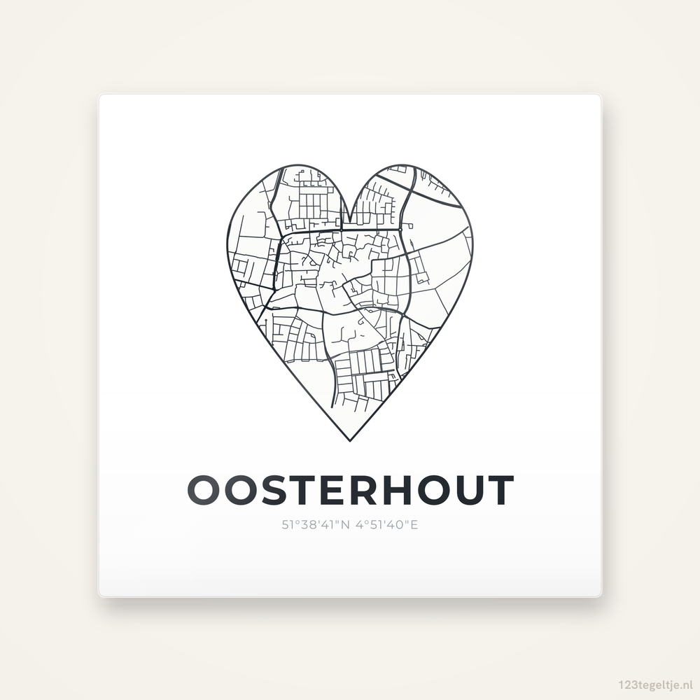 Tegeltje Oosterhout stadskaart hart
