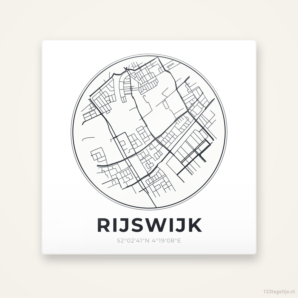 Tegeltje Rijswijk stadskaart rond
