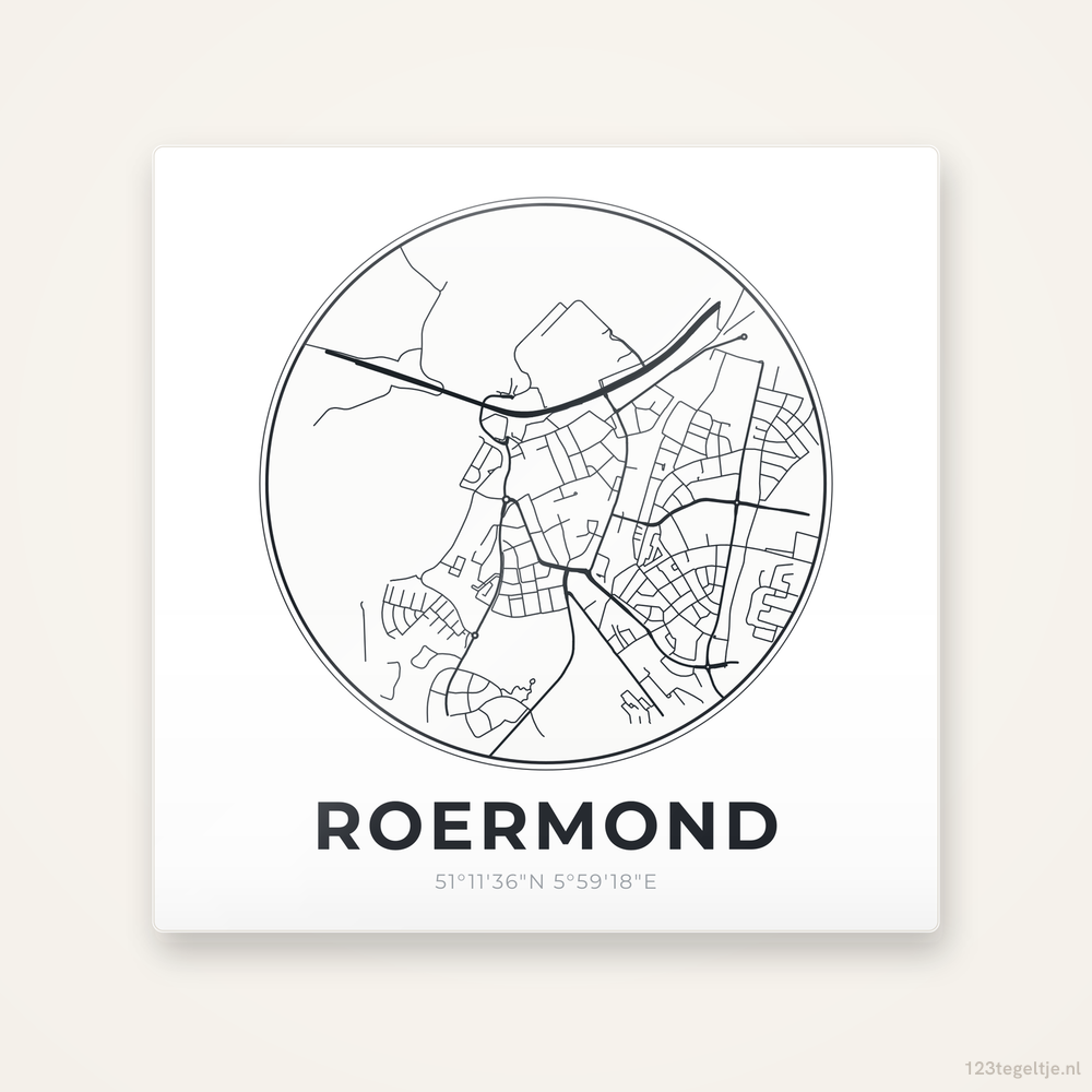 Tegeltje Roermond stadskaart rond