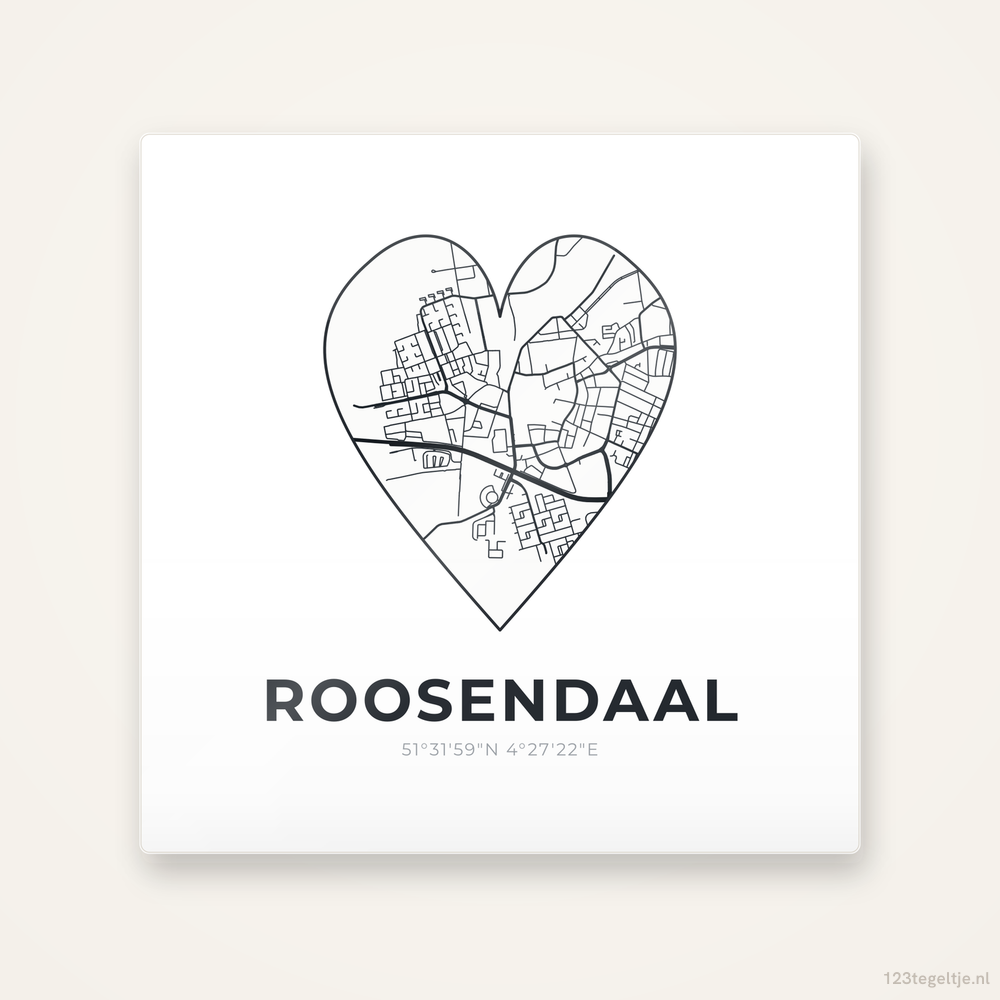 Tegeltje Roosendaal stadskaart hart