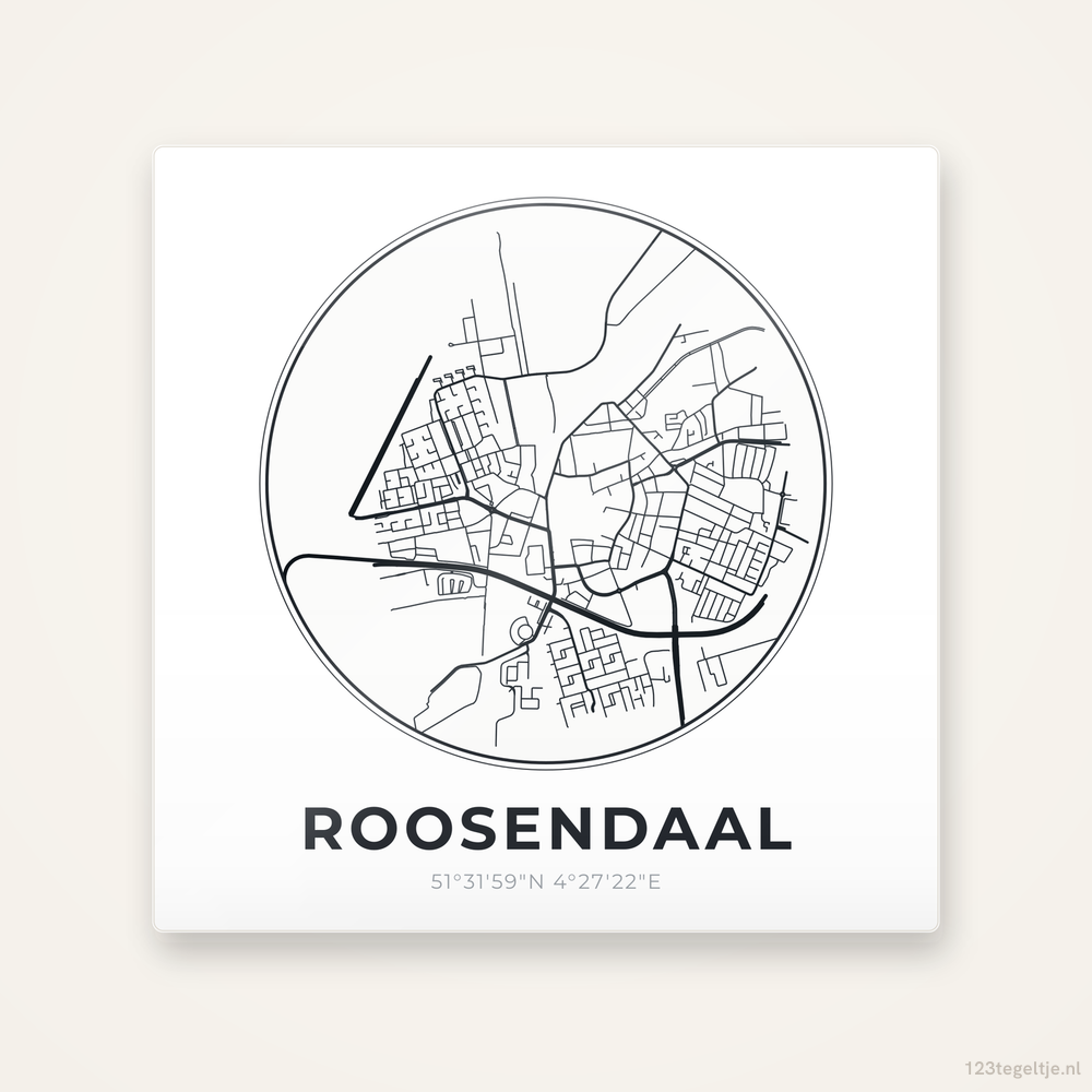 Tegeltje Roosendaal stadskaart rond