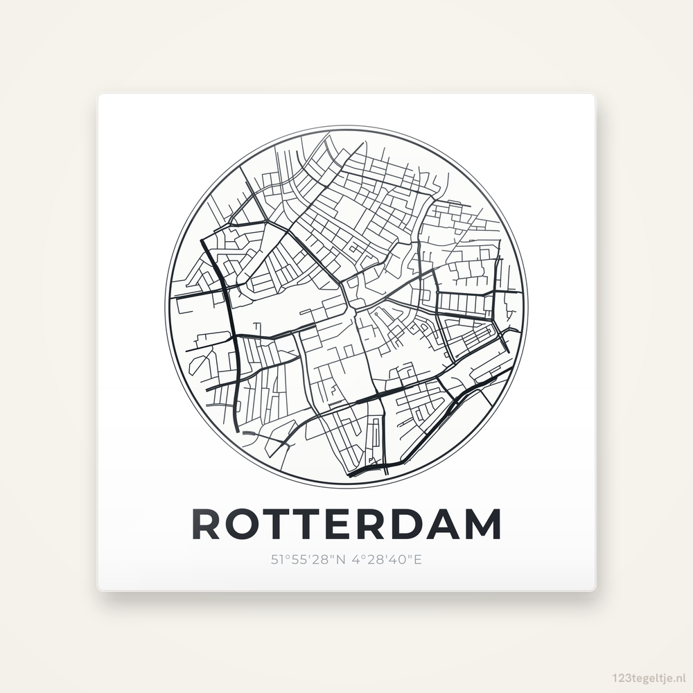 Tegeltje Rotterdam stadskaart rond