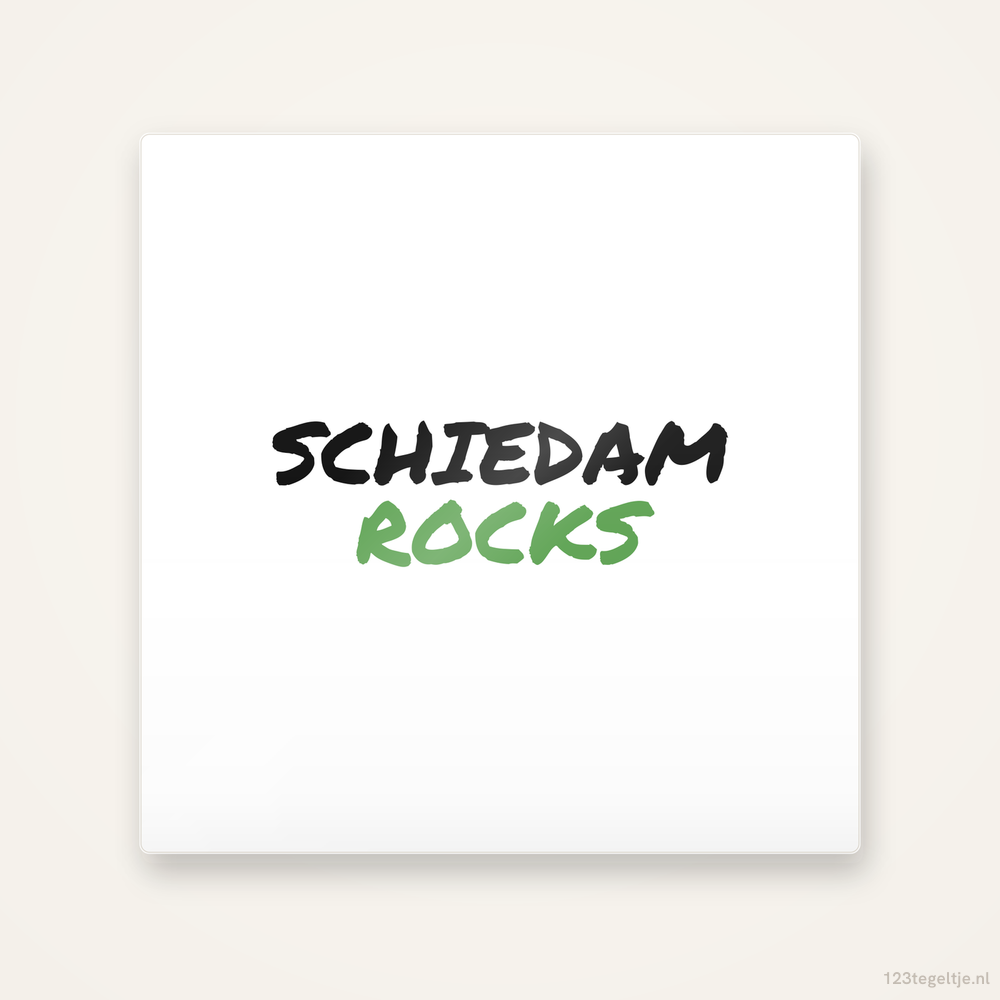 Tegeltje Schiedam Rocks handletter
