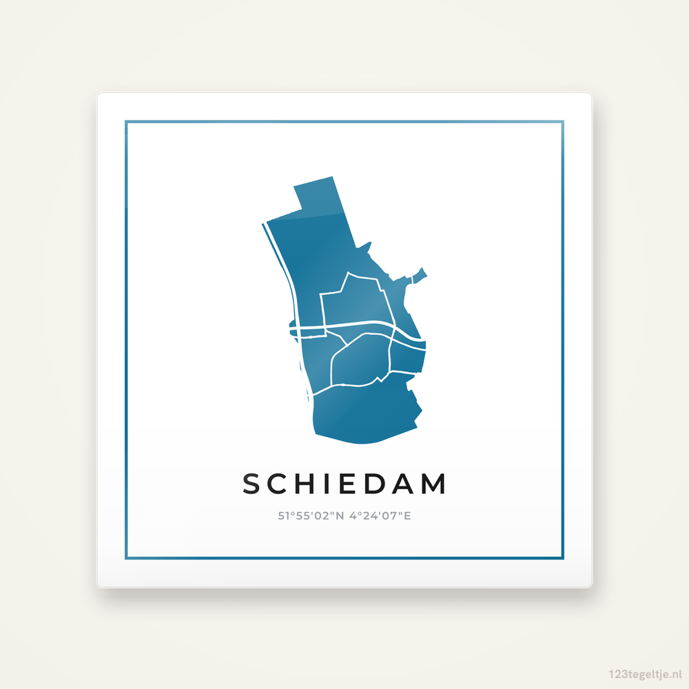 Tegeltje Schiedam silhouet met kader