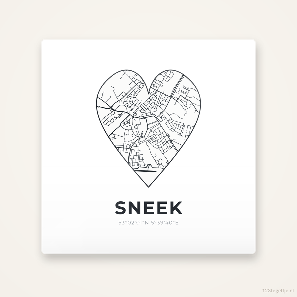 Tegeltje Sneek stadskaart hart