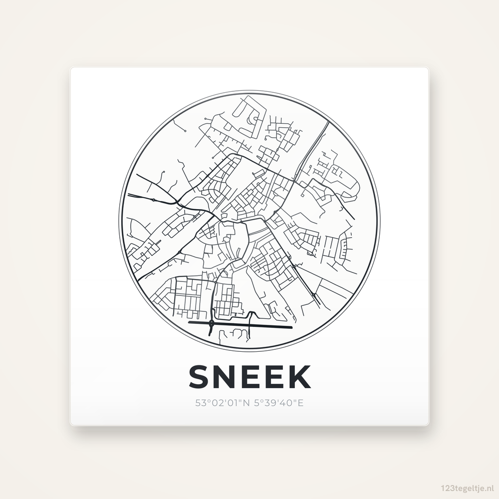 Tegeltje Sneek stadskaart rond