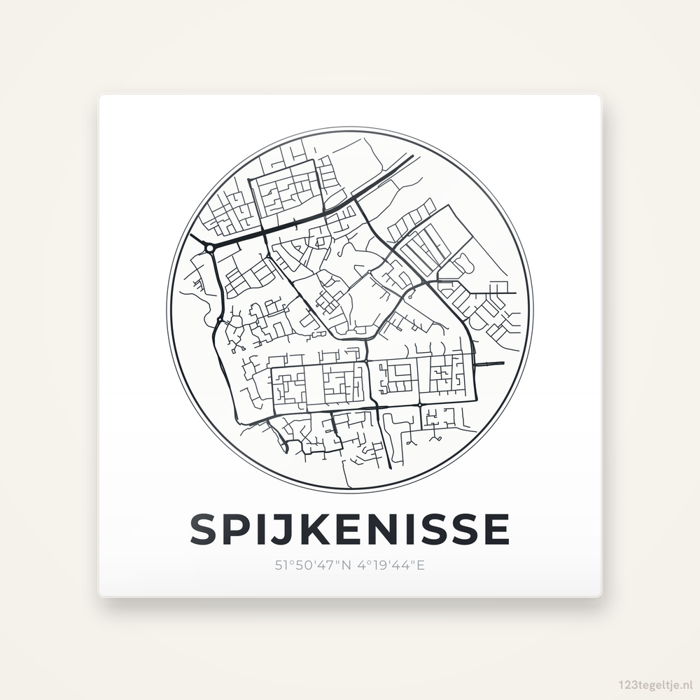 Tegeltje Spijkenisse stadskaart rond