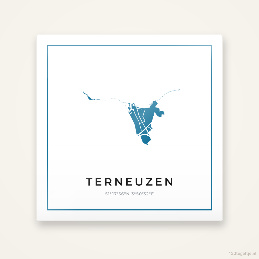 Tegeltje Terneuzen silhouet met kader