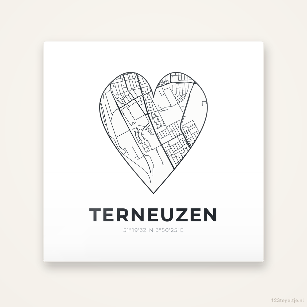 Tegeltje Terneuzen stadskaart hart