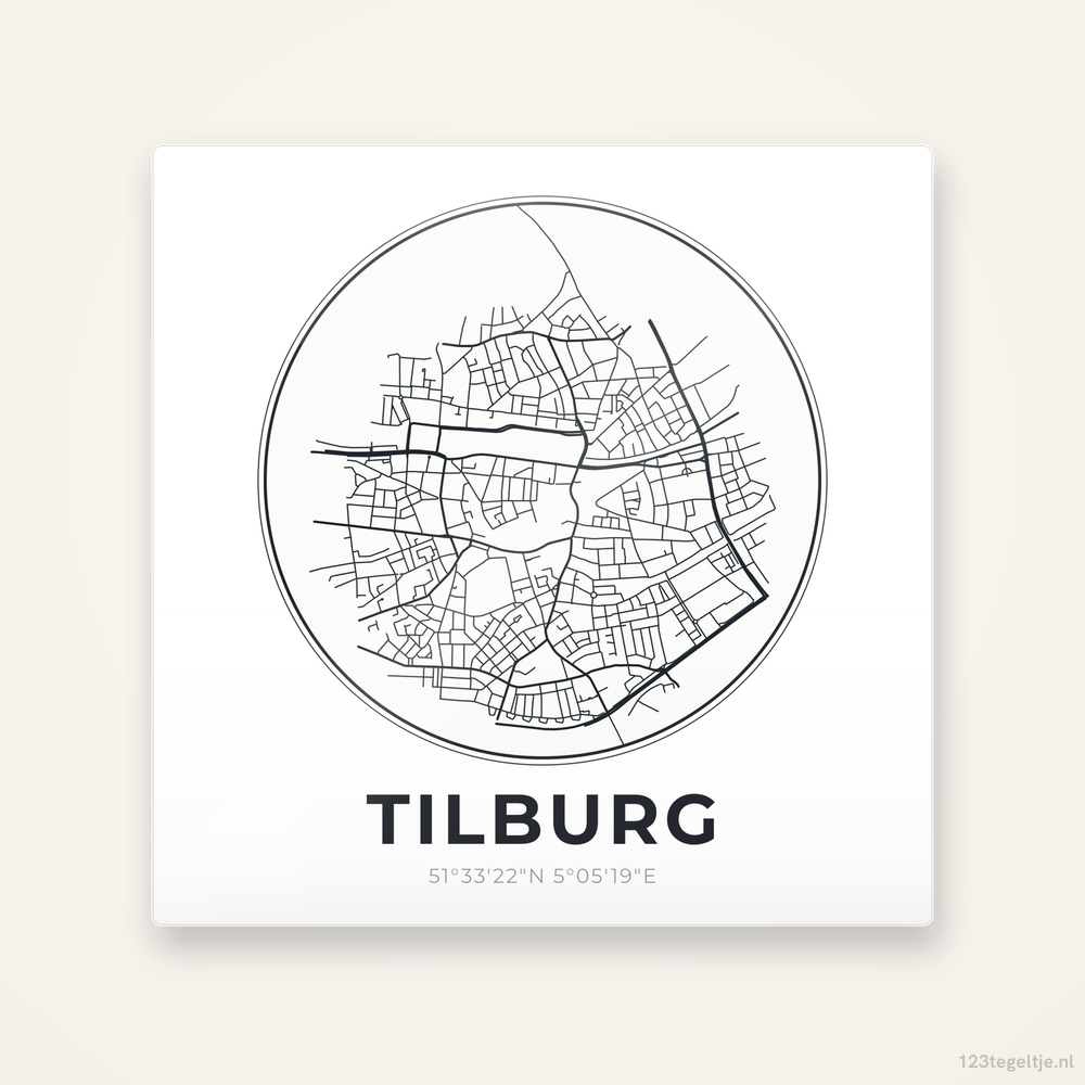Tegeltje Tilburg stadskaart rond