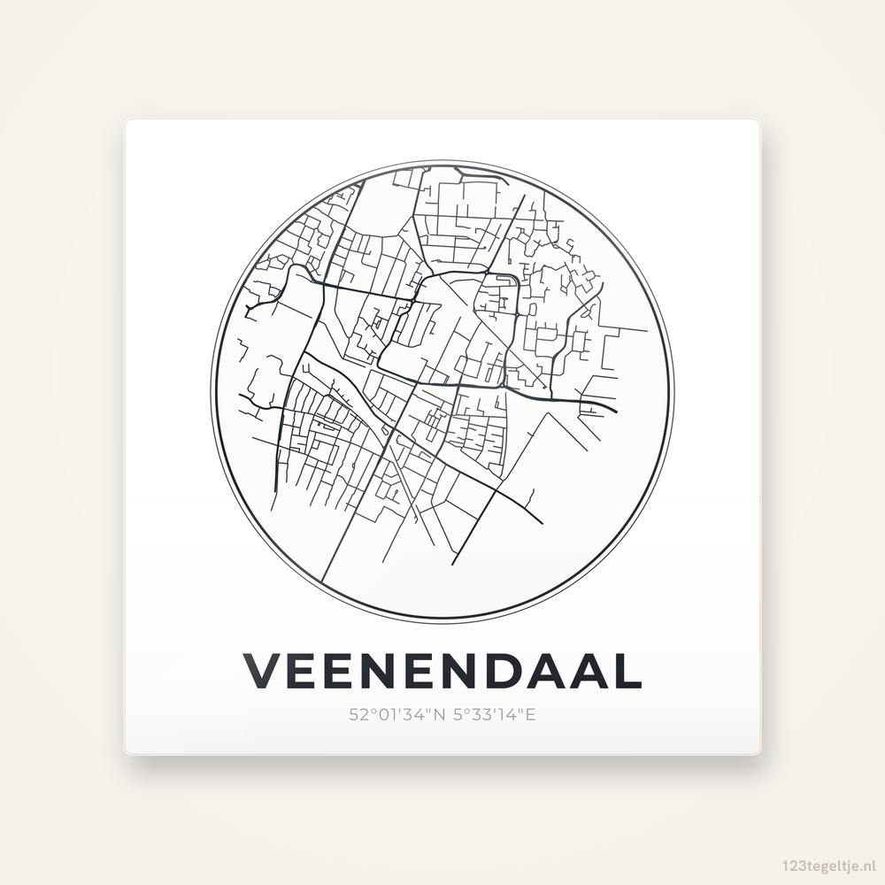 Tegeltje Veenendaal stadskaart rond