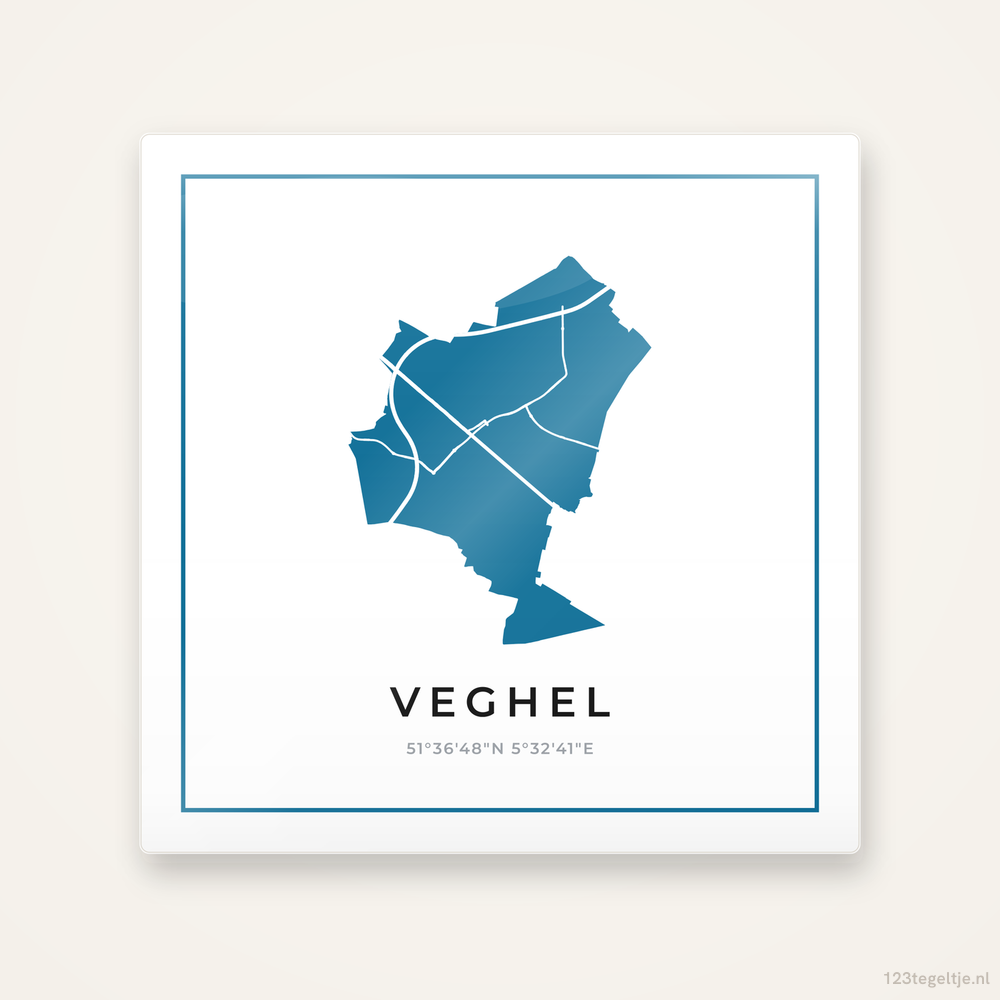 Tegeltje Veghel silhouet met kader
