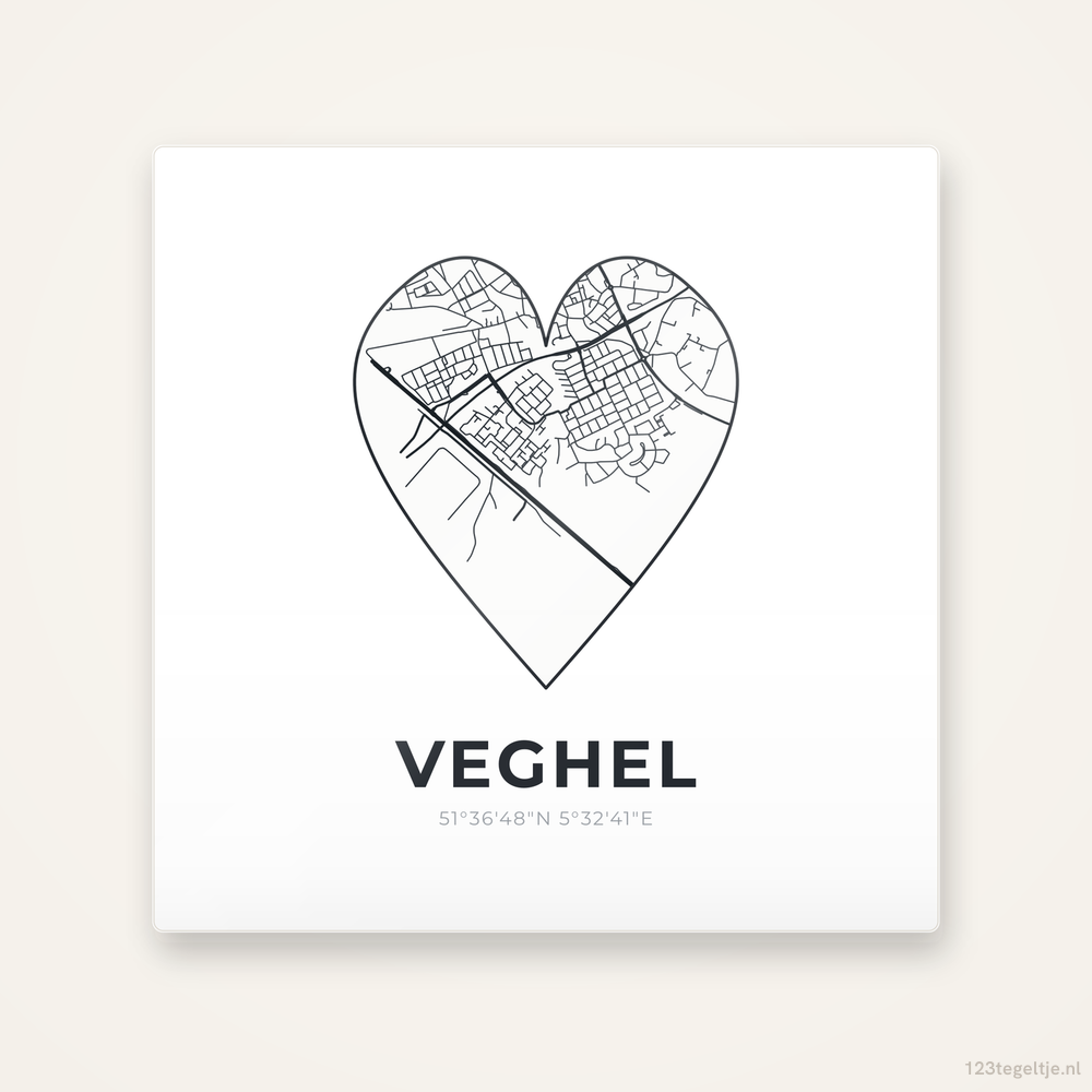 Tegeltje Veghel stadskaart hart