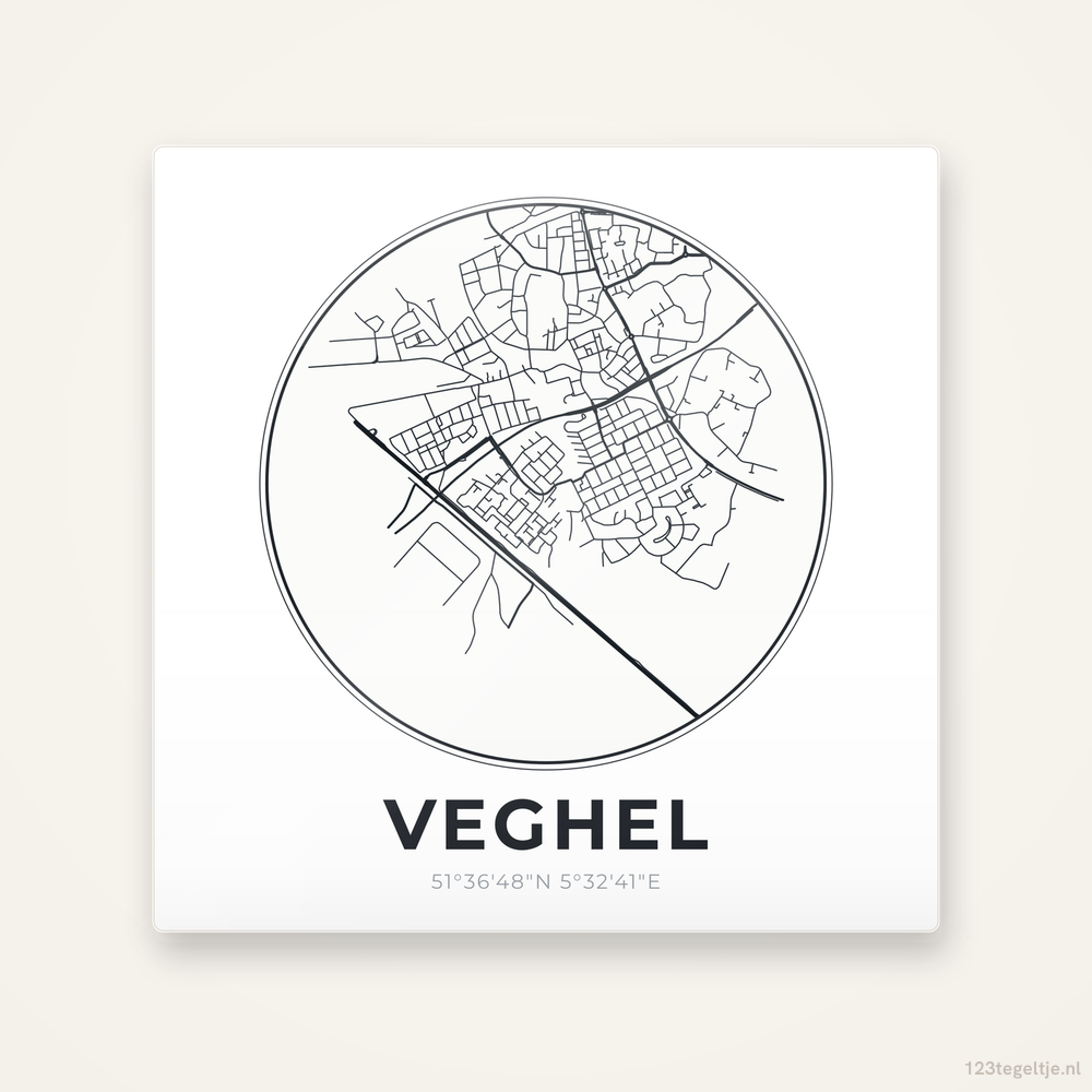 Tegeltje Veghel stadskaart rond