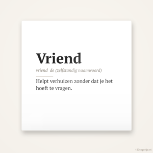 Vriend woordenboek, keramisch tegeltje 15 bij 15 cm