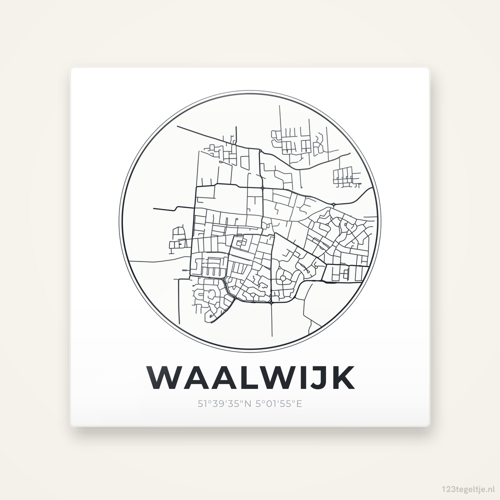 Tegeltje Waalwijk stadskaart rond