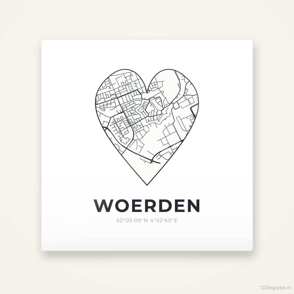 Tegeltje Woerden stadskaart hart