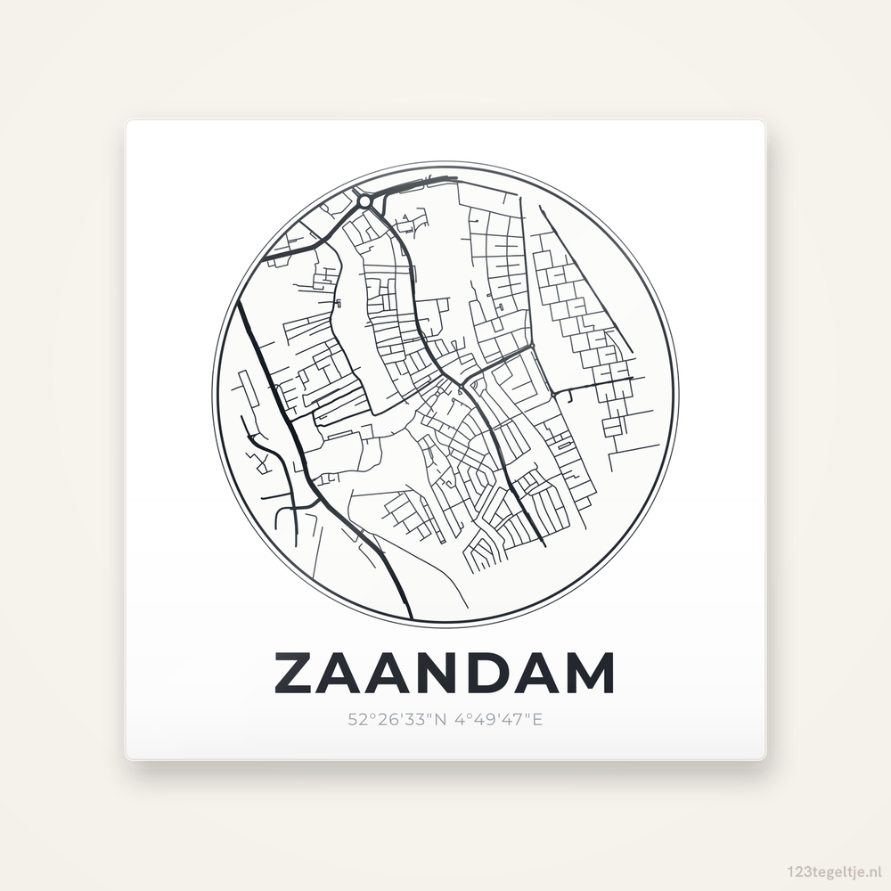 Tegeltje Zaandam stadskaart rond